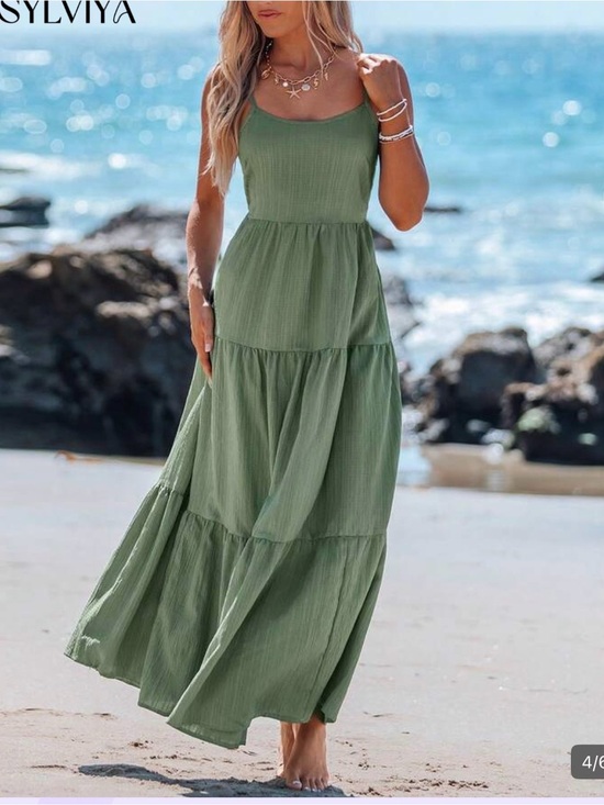 SHEIN Dresses & Skirts - SHEIN Olive Green Tiered Maxi Dress